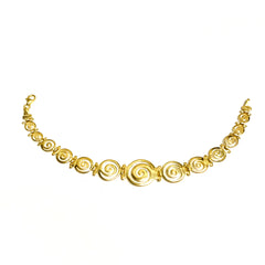 Sterling Silver 18k Gold Overlay Greek Spiral Key Bracelet, 7.5" fine designer jewelry for men and women