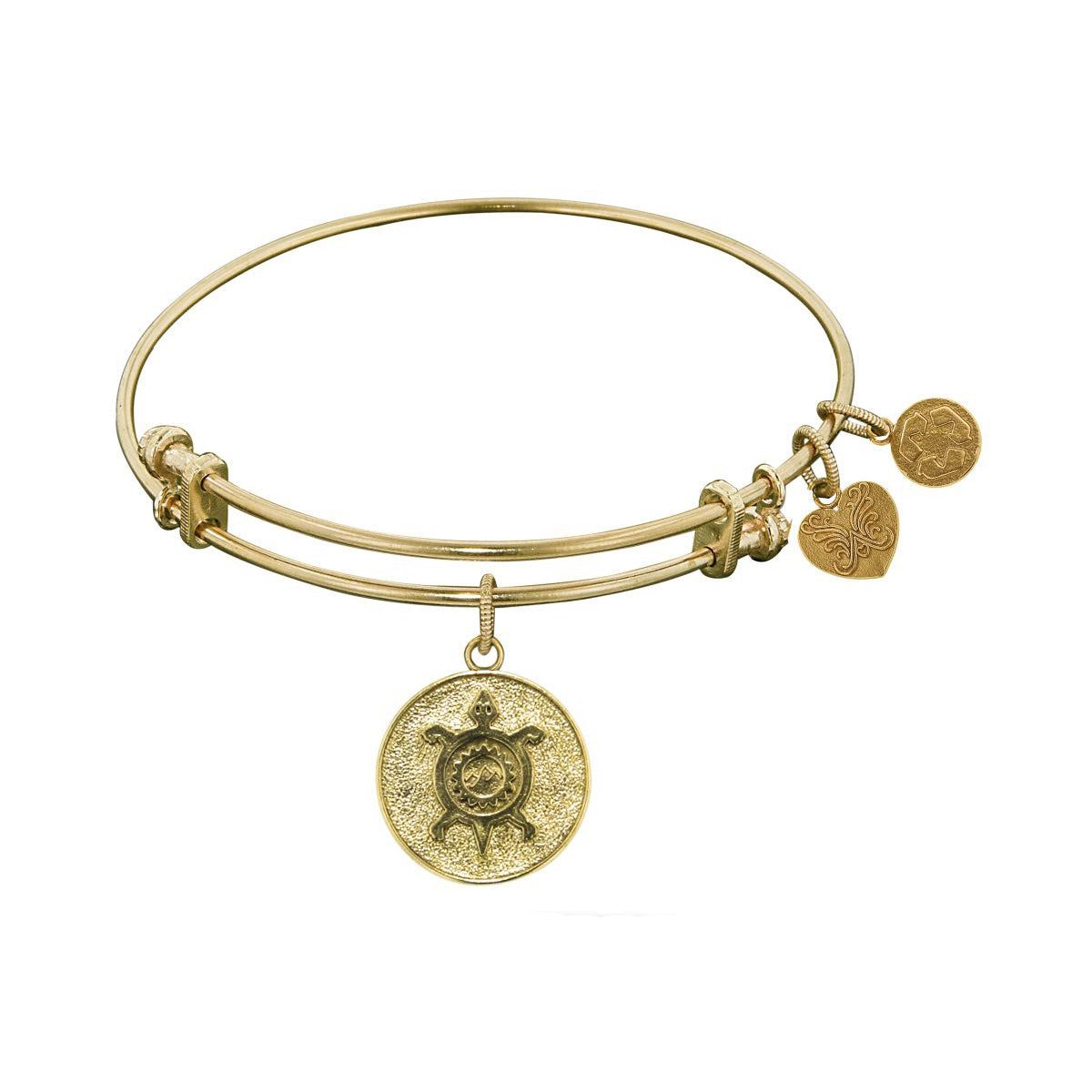 Smooth Finish Brass Longevity Turtle Angelica Bangle Bracelet, 7.25" fine designer jewelry for men and women
