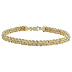10k Yellow Gold Triple Row Semi Solid Rope Bracelet, 7.5" fine designer jewelry for men and women