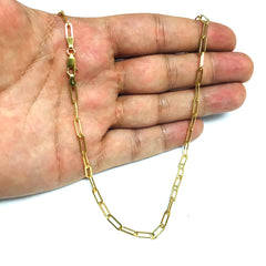 14k Yellow Gold Paperclip Chain Necklace, 3mm fine designer jewelry for men and women