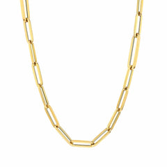 14k Yellow Gold Paperclip Chain Bracelet, 7" fine designer jewelry for men and women