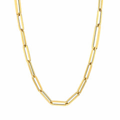 14k Yellow Gold Paperclip Chain Necklace, 3mm fine designer jewelry for men and women