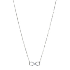 Infinity Sign Link And CZ Necklace In Sterling Silver, 18" - JewelryAffairs