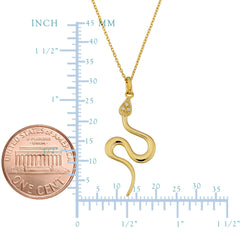 10K Yellow Gold Cubic Zirconia Snake Pendant Necklace, 18" fine designer jewelry for men and women