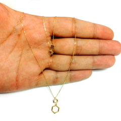 10K Yellow Gold Double Hexagon Geometric Pendant Necklace, 18" fine designer jewelry for men and women