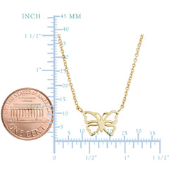 14K Yellow Gold Butterfly Pendant On 17" To 18" Adjustable Necklace fine designer jewelry for men and women