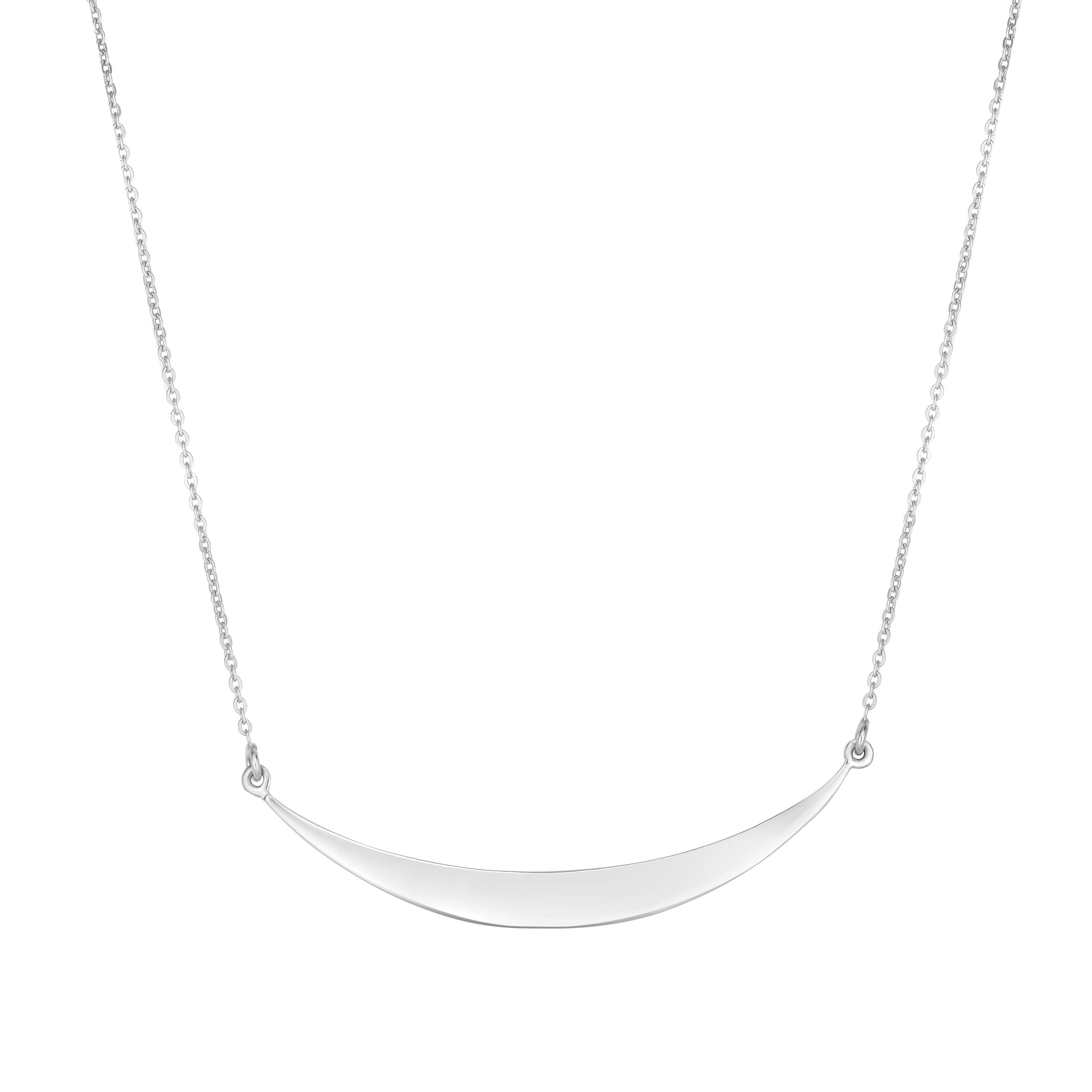 Sterling Silver Curve Bar Necklace, 18" fine designer jewelry for men and women