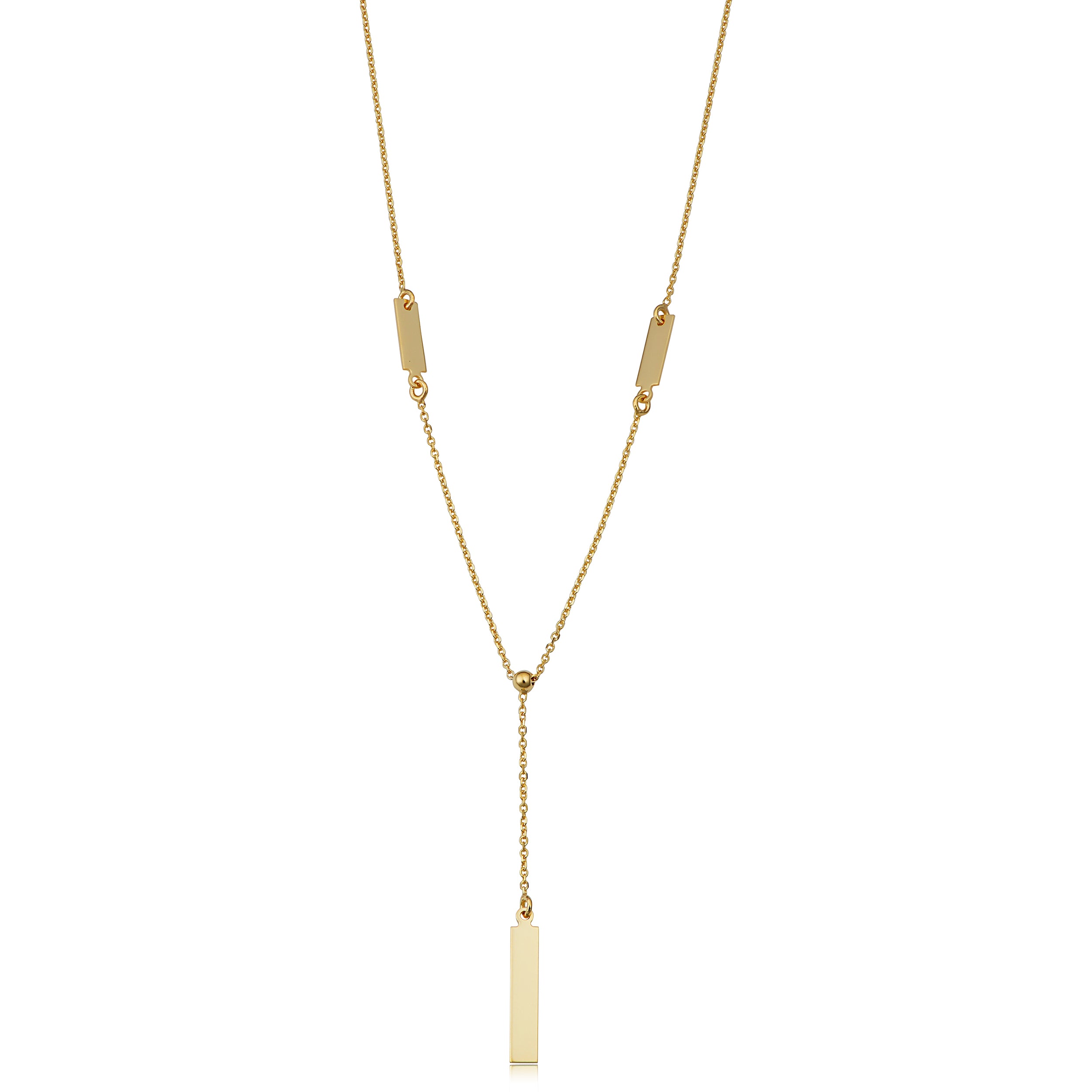 14k Yellow Gold Bar Drop Adjustable Necklace, 18" fine designer jewelry for men and women