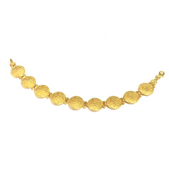 Sterling Silver 18k Gold Overlay Phaistos Disc Link Bracelet, 7" fine designer jewelry for men and women