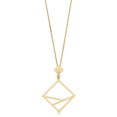 14k Yellow Gold Geometric Pendant Adjustable Necklace, 18" fine designer jewelry for men and women