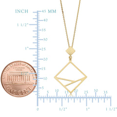 14k Yellow Gold Geometric Pendant Adjustable Necklace, 18" fine designer jewelry for men and women