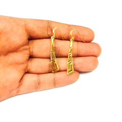 Sterling Silver 18 Karat Gold Overlay Plated Greek Key Drop Earrings fine designer jewelry for men and women