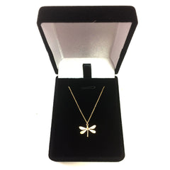 14K Yellow Gold Dragonfly Pendant Necklace, 18" fine designer jewelry for men and women