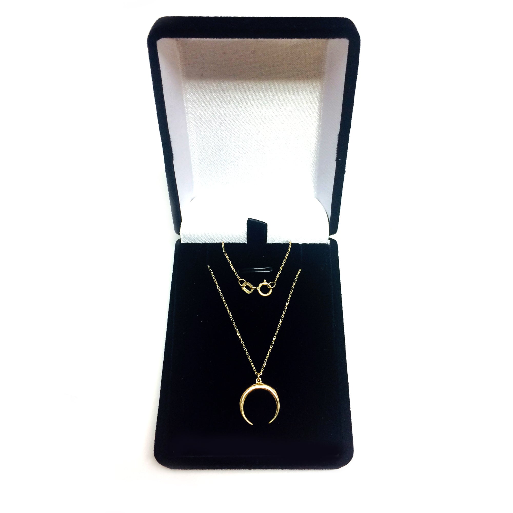 14K Gold Crescent Moon Pendant Necklace, 18" fine designer jewelry for men and women