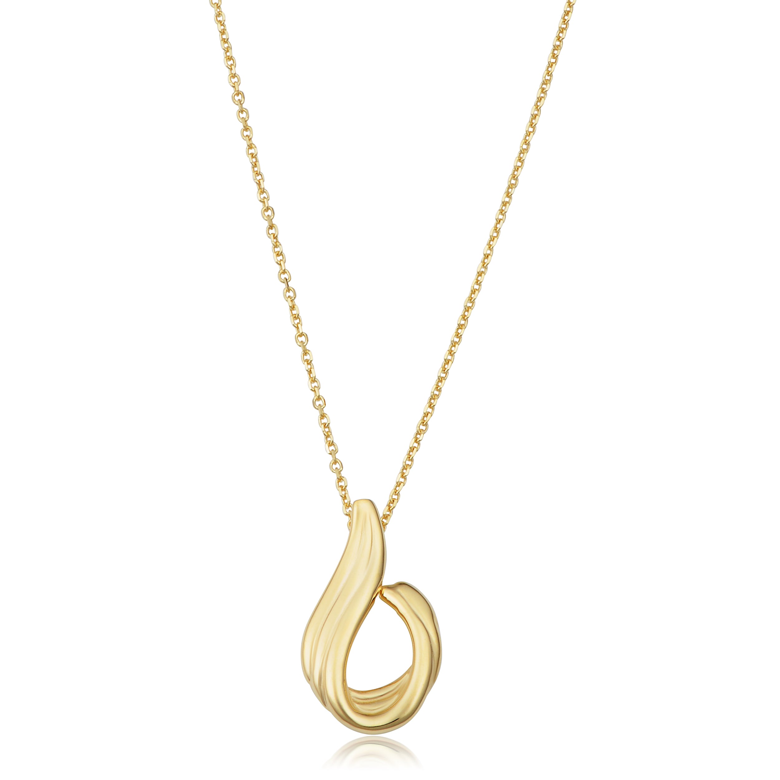 14k Yellow Gold Swoop Pendant Adjustable Necklace, 18" fine designer jewelry for men and women