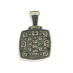 Oxidized Sterling Silver Byzantine Style Square Pendant fine designer jewelry for men and women
