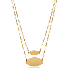 14K Yellow Gold Graduated Oval Disc Layered Necklace, 18" fine designer jewelry for men and women