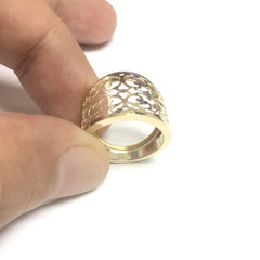 14k Yellow Gold Filigree Cigar Band Ring fine designer jewelry for men and women
