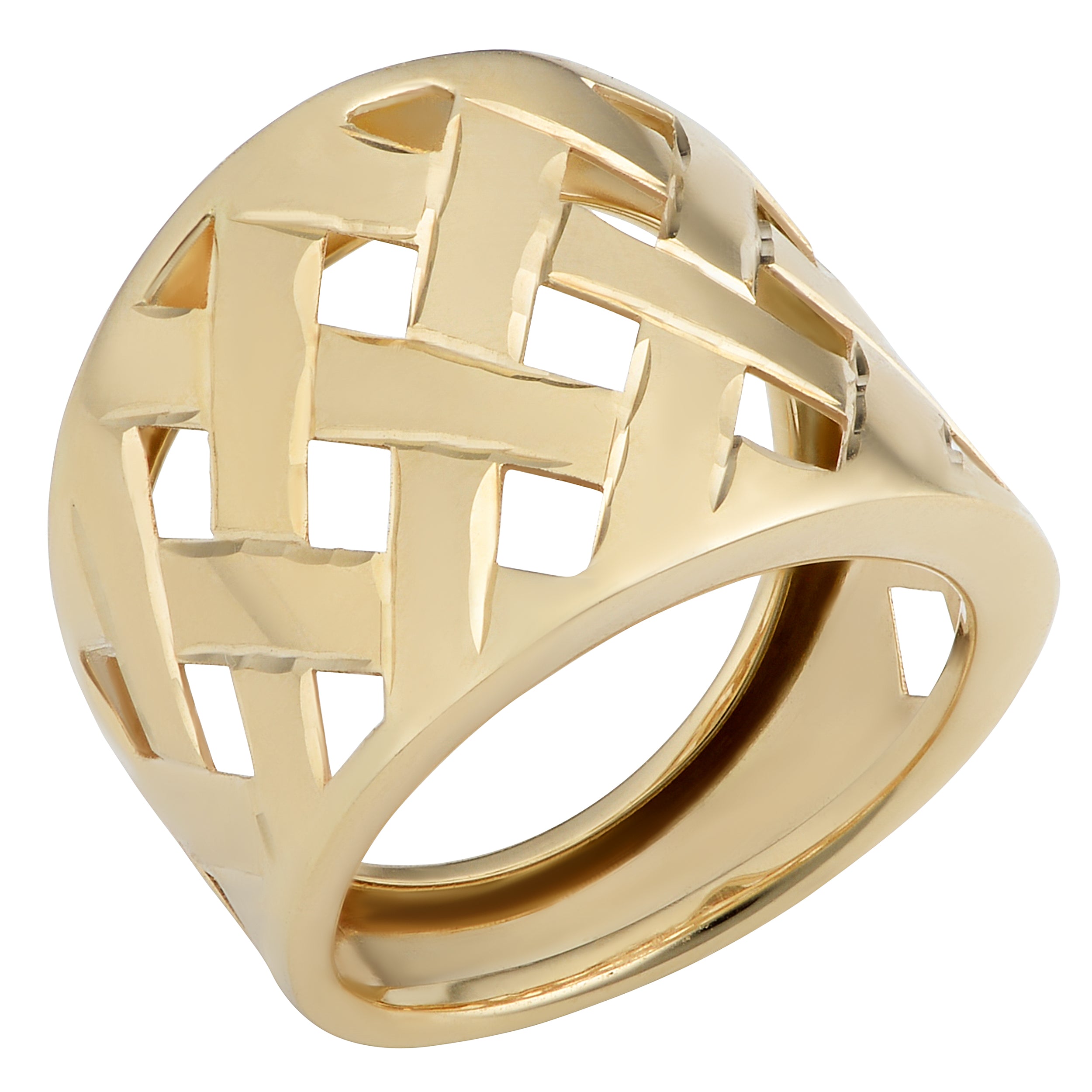 14k Yellow Gold Lattice Ring fine designer jewelry for men and women