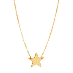 14K Yellow Gold Mini Star Pendant Necklace, 16" To 18" Adjustable fine designer jewelry for men and women
