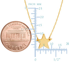 14K Yellow Gold Mini Star Pendant Necklace, 16" To 18" Adjustable fine designer jewelry for men and women