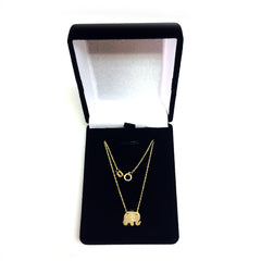 14K Yellow Gold Mini Baby Elephant Pendant Necklace, 16" To 18" Adjustable fine designer jewelry for men and women