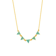 14K Yellow Gold Hanging Triangle Pendants Necklace, 16" To 18" Adjustable fine designer jewelry for men and women