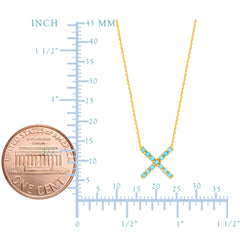 14K Yellow Gold X Pendant Necklace, 16" To 18" Adjustable fine designer jewelry for men and women