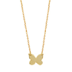 14K Yellow Gold Mini Butterfly Pendant Necklace, 16" To 18" Adjustable fine designer jewelry for men and women
