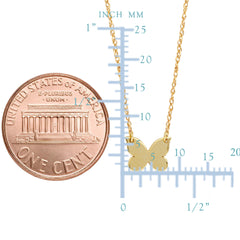 14K Yellow Gold Mini Butterfly Pendant Necklace, 16" To 18" Adjustable fine designer jewelry for men and women
