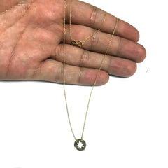 14K Yellow Gold Mini Northern Star Pendant Necklace, 16" To 18" Adjustable fine designer jewelry for men and women