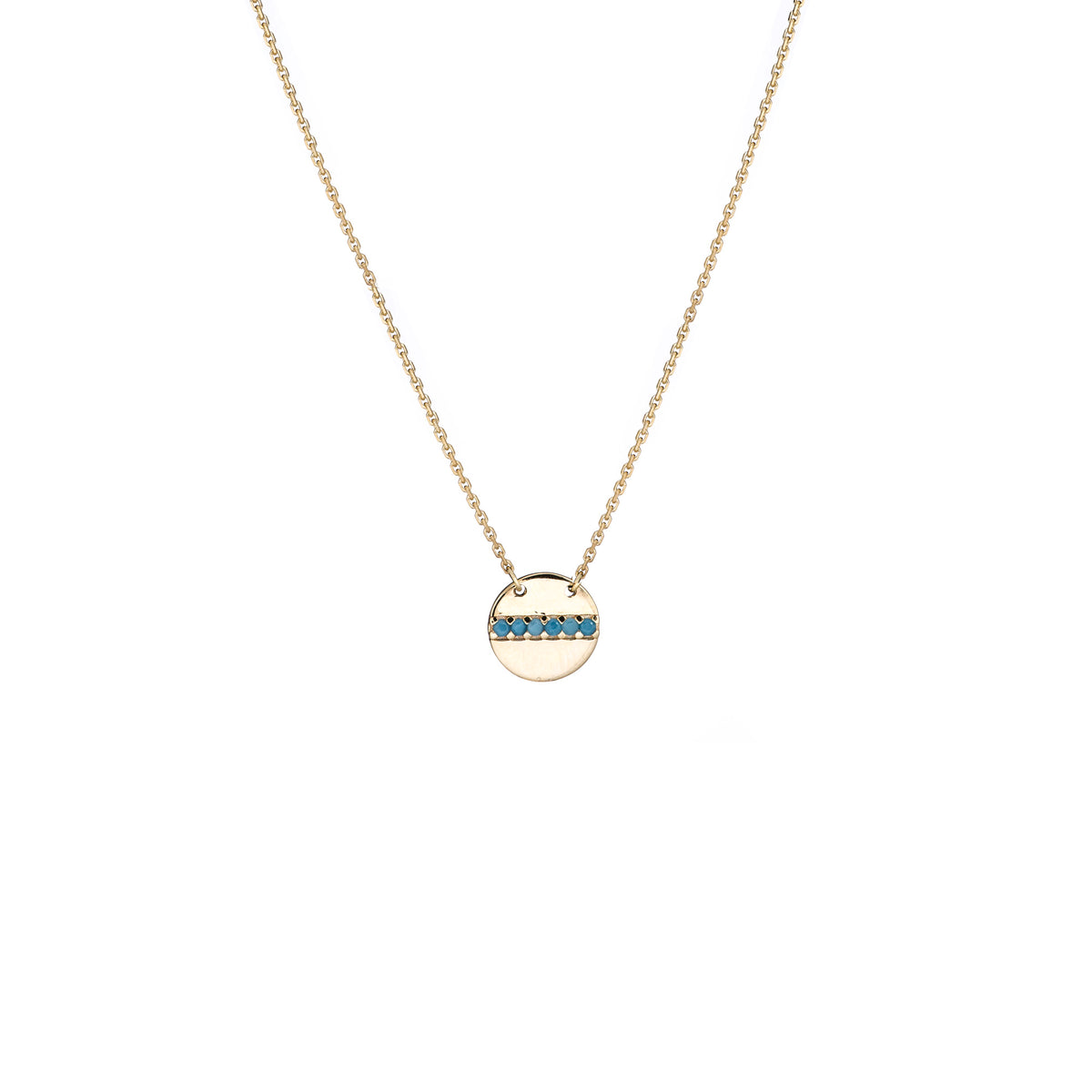 14K Yellow Gold Disc Pendant Necklace, 16" To 18" Adjustable fine designer jewelry for men and women