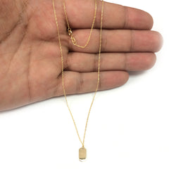 14K Yellow Gold Engravable Dog Tag Pendant Necklace, 16" To 18" Adjustable fine designer jewelry for men and women