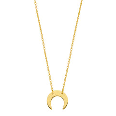 14K Yellow Gold Mini Crescent Moon Pendant Necklace, 16" To 18" Adjustable fine designer jewelry for men and women