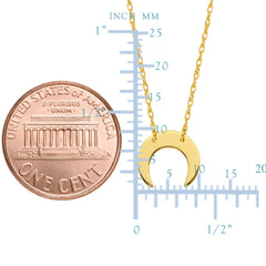 14K Yellow Gold Mini Crescent Moon Pendant Necklace, 16" To 18" Adjustable fine designer jewelry for men and women