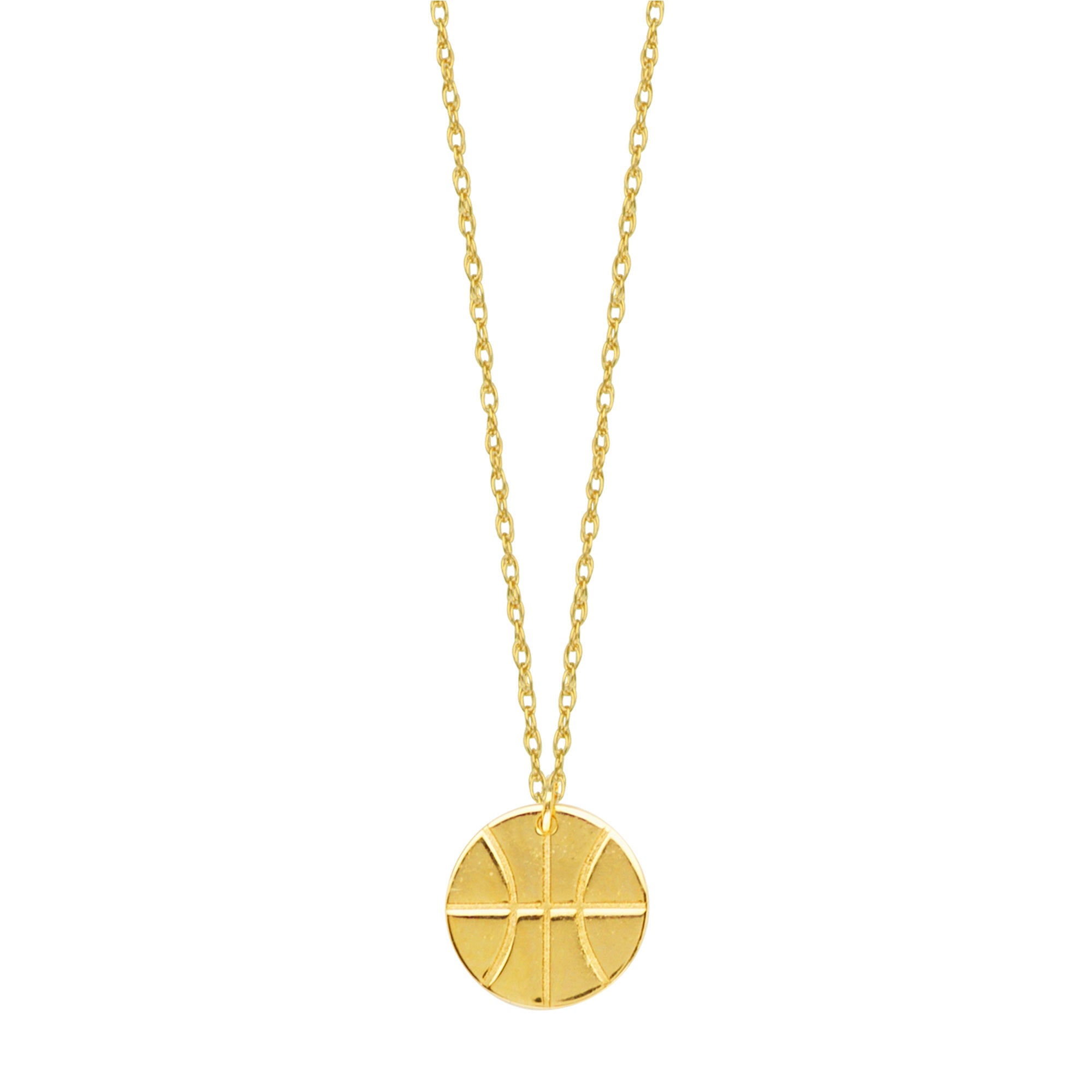 14K Yellow Gold Mini Basketball Pendant Necklace, 16" To 18" Adjustable fine designer jewelry for men and women