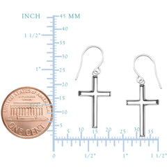 14K White Gold Shiny Cross Drop Earrings fine designer jewelry for men and women
