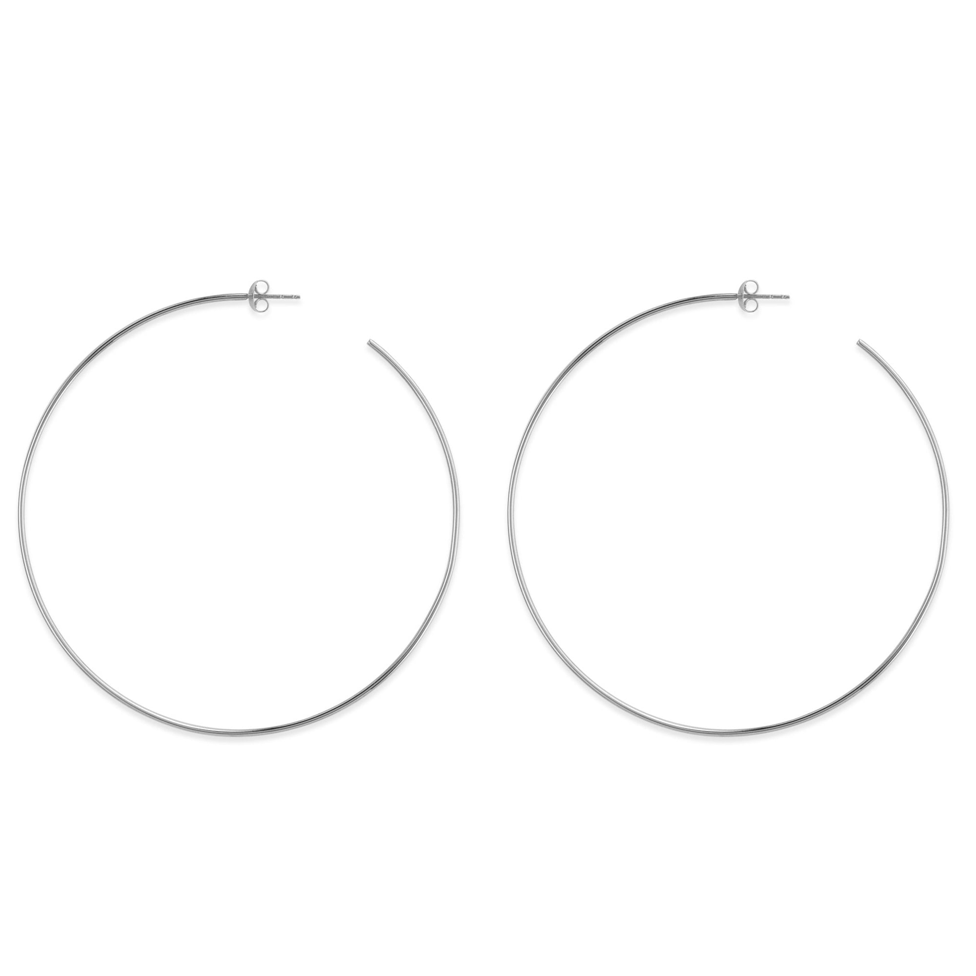 14k Gold Round Large Hoop Earrings, Diameter 40 mm fine designer jewelry for men and women