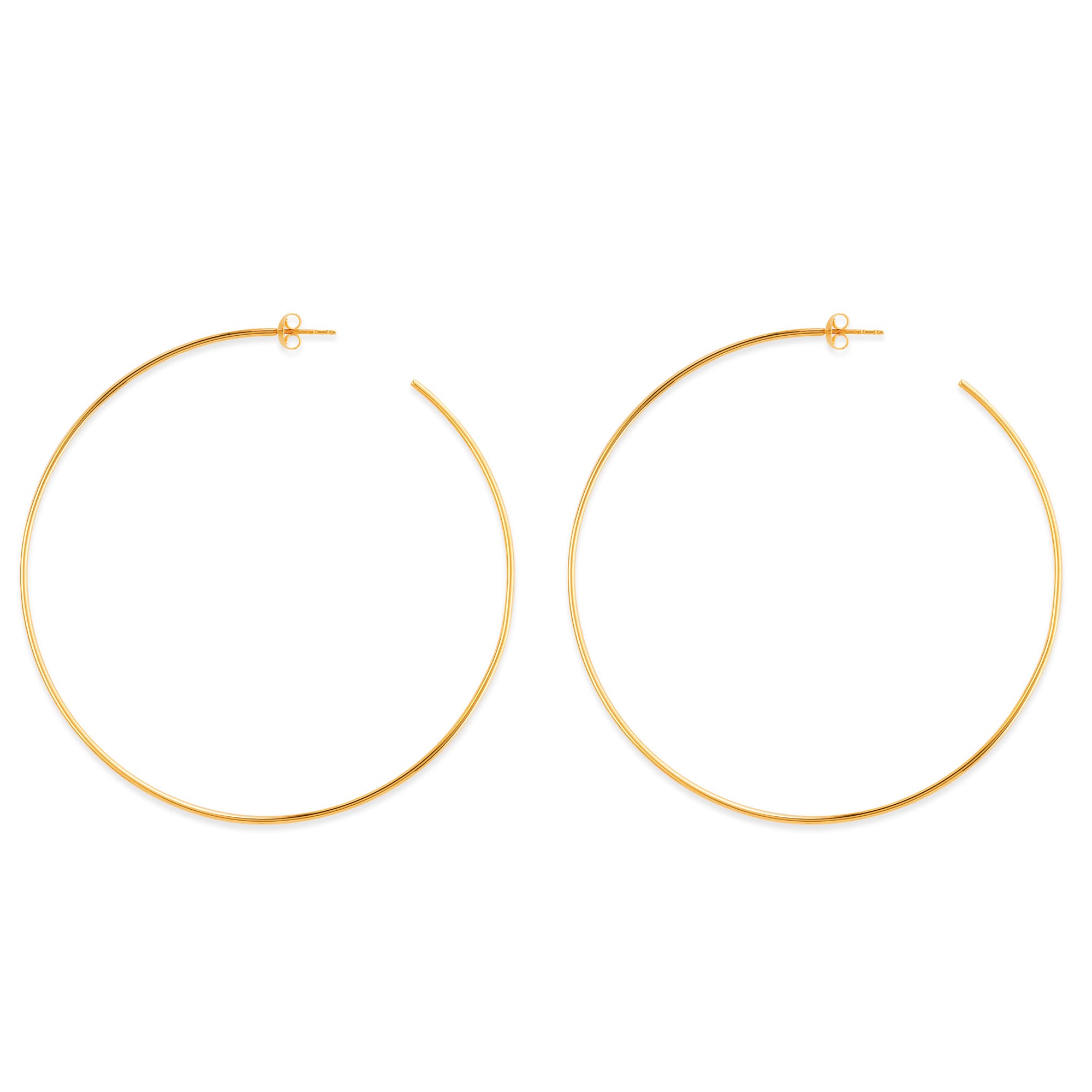 14k Gold Round Large Hoop Earrings, Diameter 60 mm fine designer jewelry for men and women