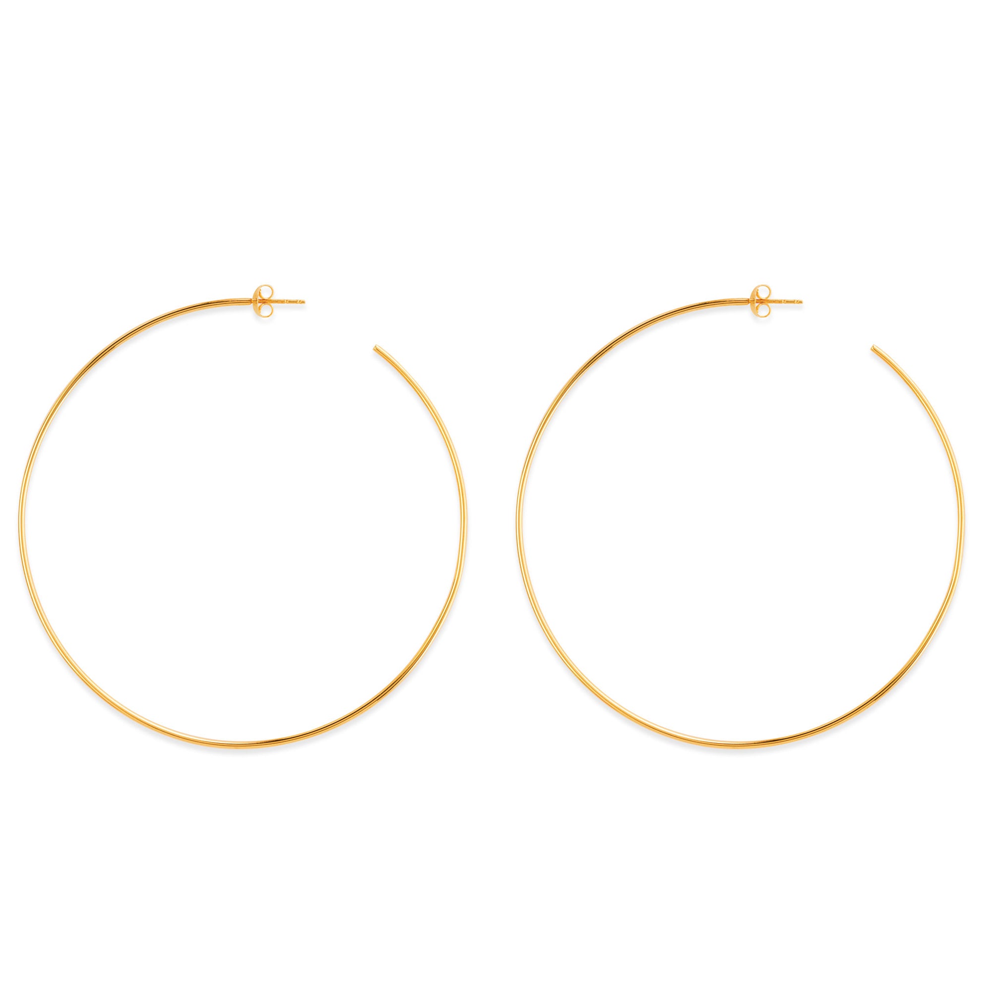 14k Gold Round Large Hoop Earrings, Diameter 75 mm fine designer jewelry for men and women