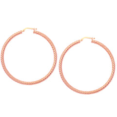 14k Gold Round Twisted Hoop Earrings, Diameter 50 mm fine designer jewelry for men and women