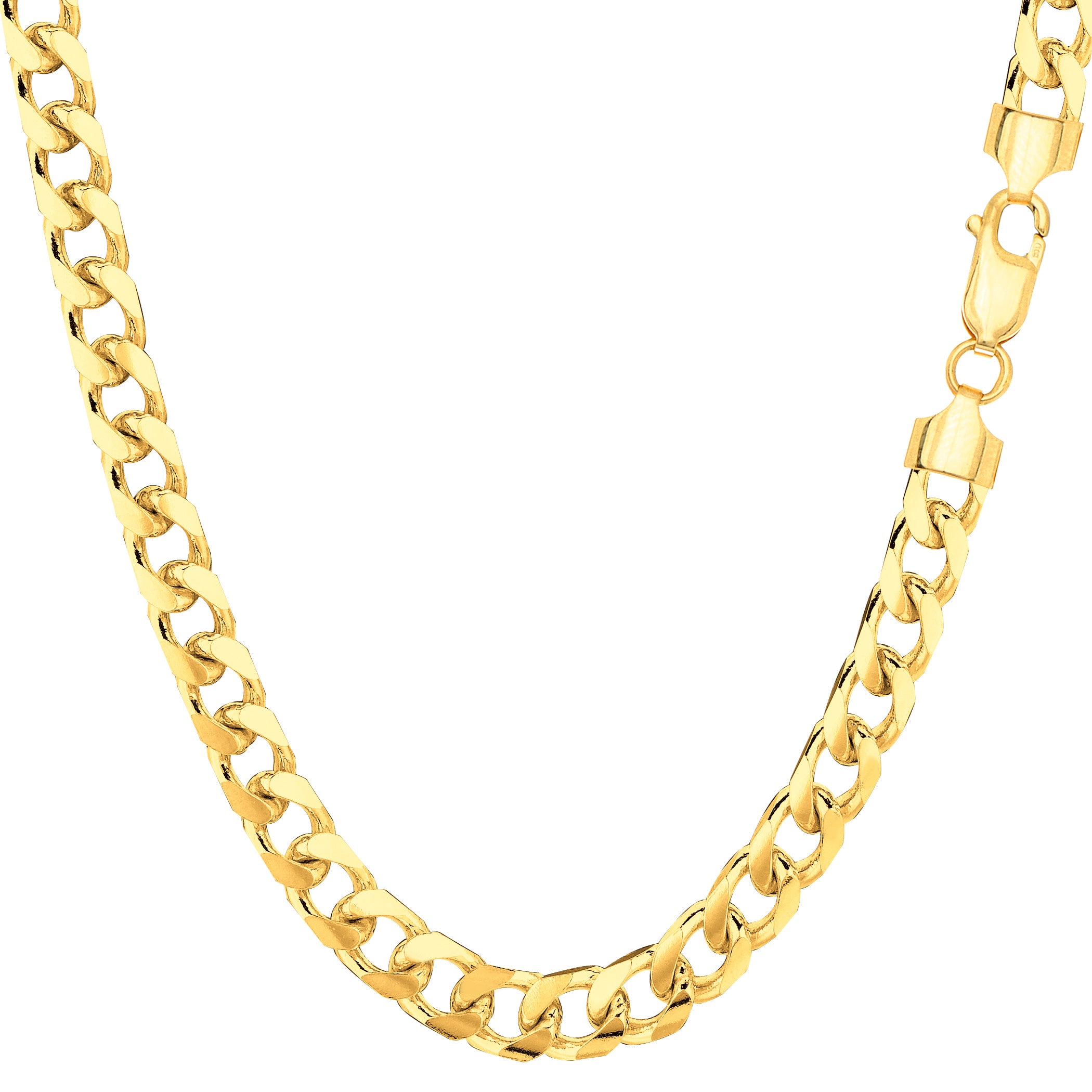14k Yellow Gold Miami Cuban Link Chain Necklace, Width 4.4mm fine designer jewelry for men and women