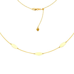 Marquise Trio Choker 14k Yellow Gold Necklace, 16" Adjustable