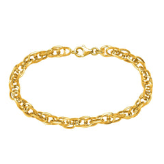 14k Yellow Gold Euro Link Womens Bracelet, 7.5" fine designer jewelry for men and women