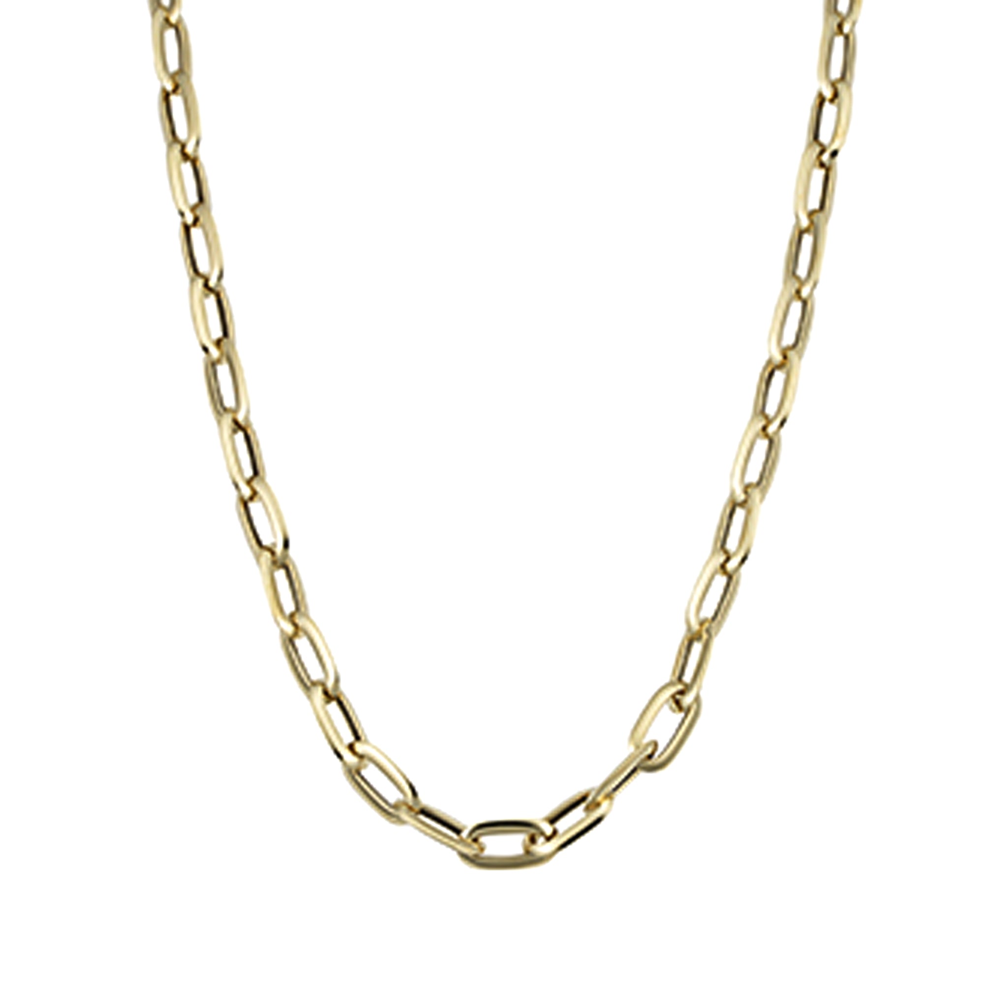 14k Yellow Gold Fancy Oval Link Necklace 20" fine designer jewelry for men and women
