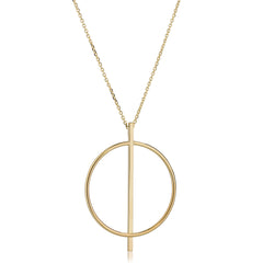 14K Yellow Gold Circle And Bar On 16" To 17" Adjustable Necklace fine designer jewelry for men and women