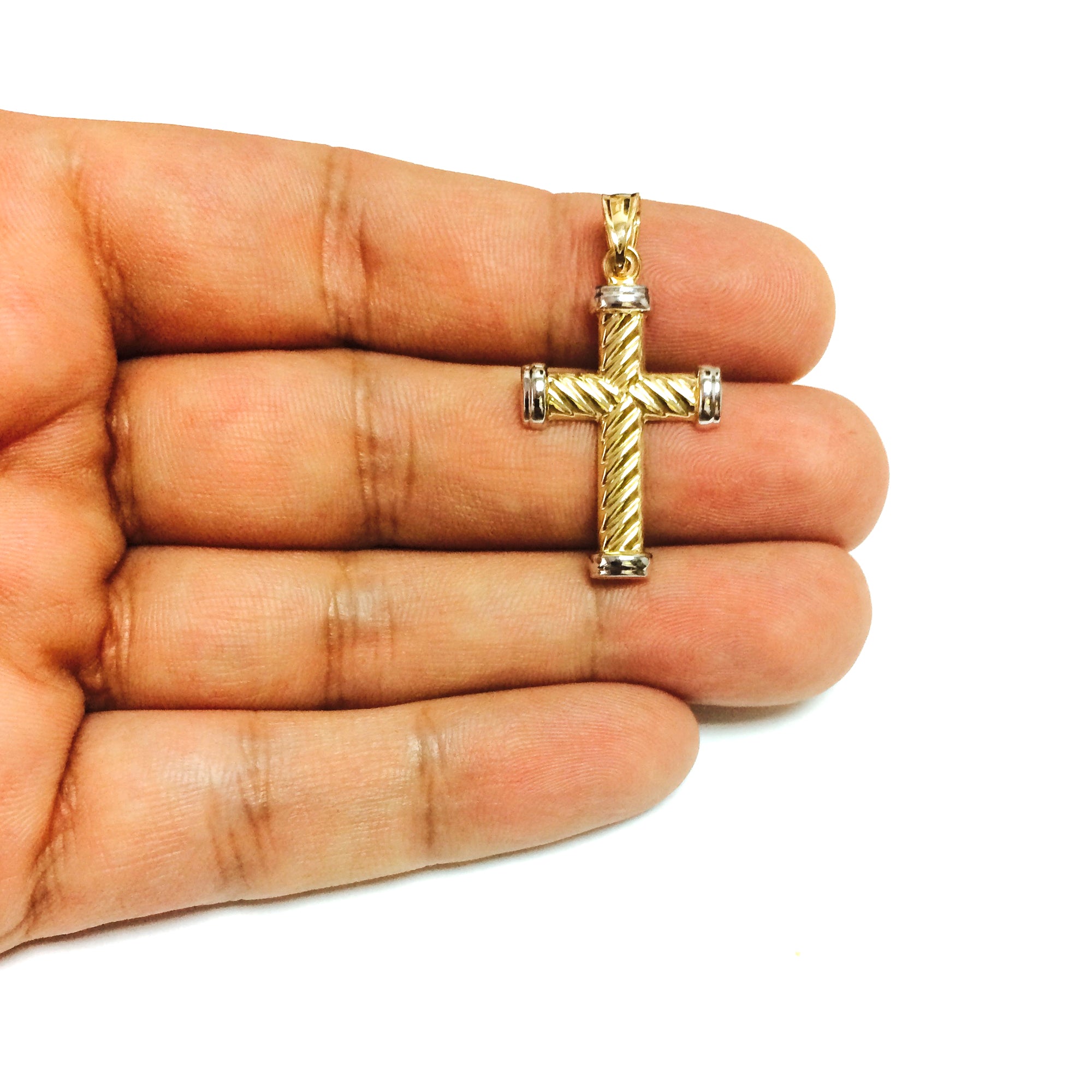 14k Yellow Gold Twisted Cable Cross Mens Pendant, 25 X 15 mm fine designer jewelry for men and women