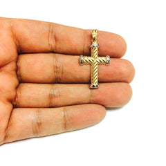 14k Yellow Gold Twisted Cable Cross Mens Pendant, 25 X 15 mm fine designer jewelry for men and women