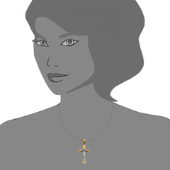 14k 2 Tone Gold Textured Finish Clover Tips Crucifix Pendant fine designer jewelry for men and women