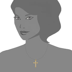 14k 2 Tone Gold Diamond Cut Round Tube Cross Pendant fine designer jewelry for men and women